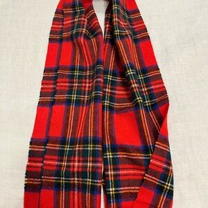 Vintage Red Tartan Plaid Scarf 100% wool made in Scotland
